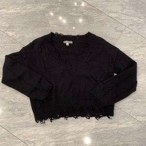 Wild Honey Distressed Black Crop Sweater